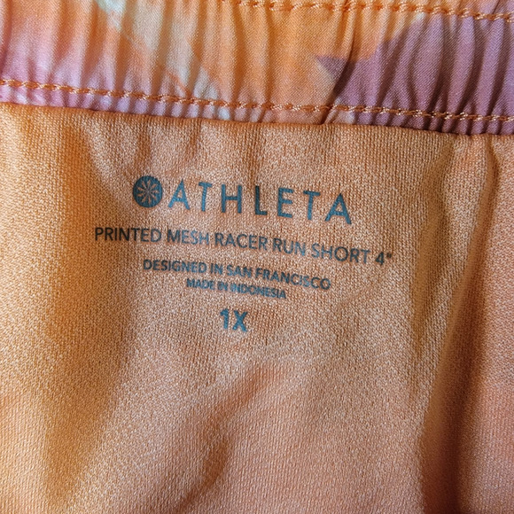 ATHLETA Printed Mesh Racer Run Short 4" Stretch Pink Orange Sz 1X Shorts - Picture 7 of 7